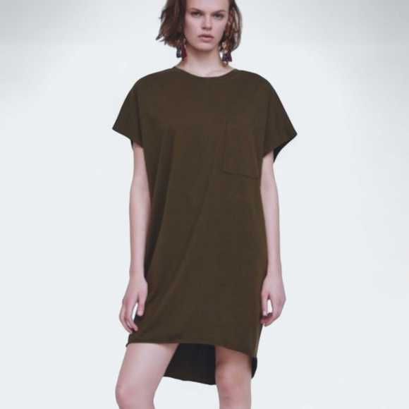 Zara Dresses & Skirts - Zara Green Dolman Sleeve High Low Dress Women's Size Small